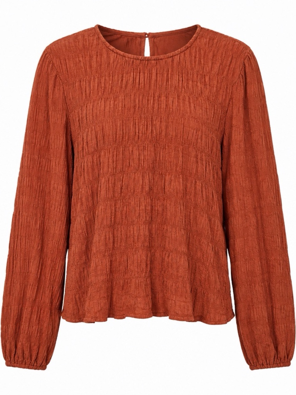 Sanctuary Burnt Orange Crinkle Long-Sleeve Top